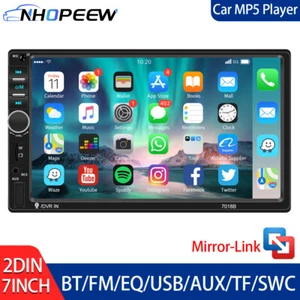 Double 2 Din 7" Car Stereo Radio Bluetooth Touch Screen IOS/Android Mirror Link - Picture 1 of 12