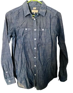 Ann Taylor Loft Sz XXS Long Sleeve Denim Blue The Softened Shirt Button Down - Bild 1 von 8