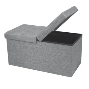 30" Storage Ottoman with Smart Lift Top, Upholstered Tufted Bench in Light Grey - Picture 1 of 7