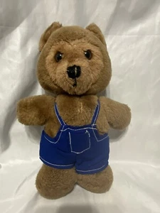 Vintage Teddybär im blauen Overall Stofftier 9 Zoll Dakin Plüsch 1978 - Bild 1 von 6