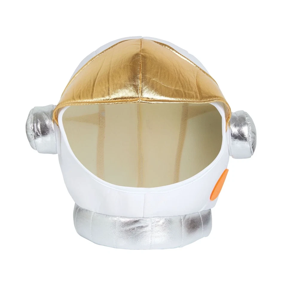 Chapéu capacete astronauta masculino feltro macio dourado e branco adulto fantasia acessório vestido - Imagem 1 de 1