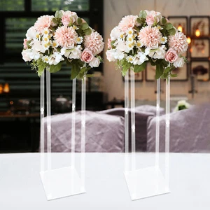 2PCS 39" Acrylic Flower Stand Column Vase Centerpieces Clear Wedding Decoration - Picture 1 of 16