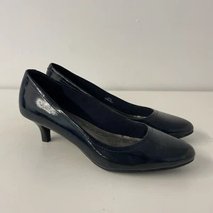 Marks Spencer Leder Stiletto Court Low Heels Navy Blau Lack Größe 4,5 37,5 - Bild 1 von 13