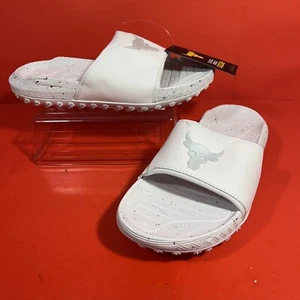 🔥NEW Under Armour UA Project Rock 3 Slide White Halo Grey Men's Size 12 - Picture 1 of 6