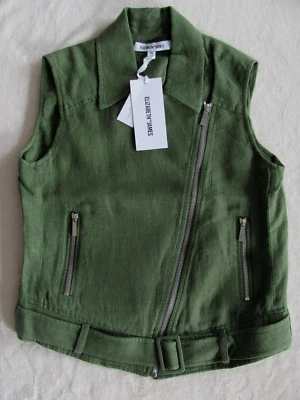 Chaleco Motociclista Elizabeth and James-Mezcla de Lino-Verde Ciprés-Talla XS-NUEVO CON ETIQUETAS $445 Foto 1 de 4