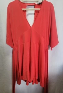 Express Red Romper Size Large 3/4 Sleeves Flowy One Piece - Picture 1 of 16