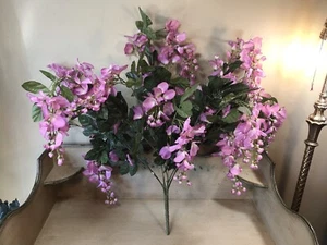 4 Artificial Faux Pink HangingWisteria Flower Stems Bunch Branches Vines - Picture 1 of 6