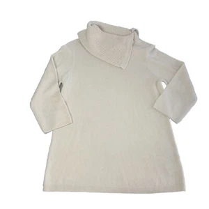 Suéter Tejido Por Hampshire Studio Mediano Marfil Crema Cuello Simulado Túnica Mangas 3/4 - Imagen 1 de 9