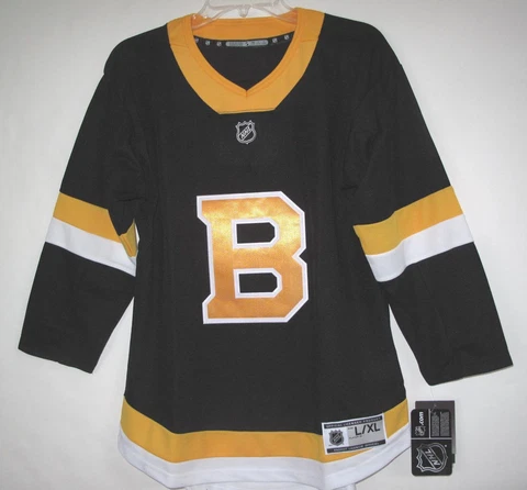 BOSTON BRUINS YOUTH PREMIER BLACK ALTERNATE JERSEY SZ YTH L/XL Cover