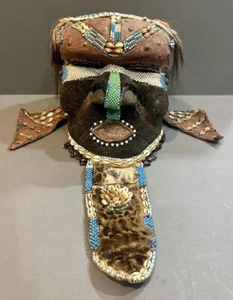 Maschera casco reale vintage metà XX secolo Repubblica Democratica Congo Cuba Bwoom - Foto 1 di 14