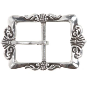 Barra central de una sola punta floral occidental de 1 1/2" (38 mm) hebilla de cinturón plateada - Imagen 1 de 2