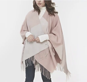 Scialle scialle scialle scialle scialle scialle scialle con frange colorblock tessuto SOIA & KYO Mirel colorblock neutro tono blush - Foto 1 di 9