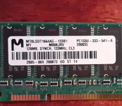 Micron 128MB Synch 133MHz CL3 MT8LSD1664AG PC133U Memory Chip-FREE SHIPPING-USED - Image 1 of 3