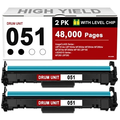 2-Pack CRG051 Black Drum for Canon MF264dw LBP162dw MF269dw ImageClass - Image 1 of 4