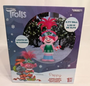 Trolls Gemmy 4ft Poppy w/ Candy Cane Christmas Inflatable Yard Decor New - Picture 1 of 2