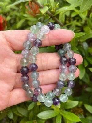 Natural Rainbow Fluorite Stone Bracelet Fluorite Crystal Stretch Bracelet - Image 1 of 4