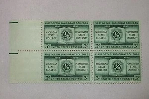 Bloque de placa de 4 estampillas de la primera de las universidades de concesión de tierras de $0,03 centavos - Imagen 1 de 1