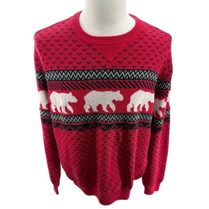 Chaps Polar Bear Fair Isle Winter Ski Holiday Knit Crewneck Sweater Mens XLarge - Picture 1 of 8