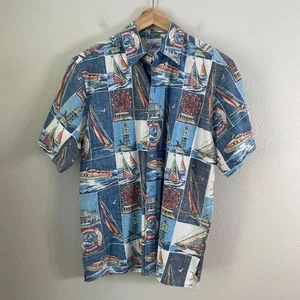 Reyn Spooner Mens Large Hawaiian Shirt Reverse Print Centennial Newport Beach - Picture 1 of 7