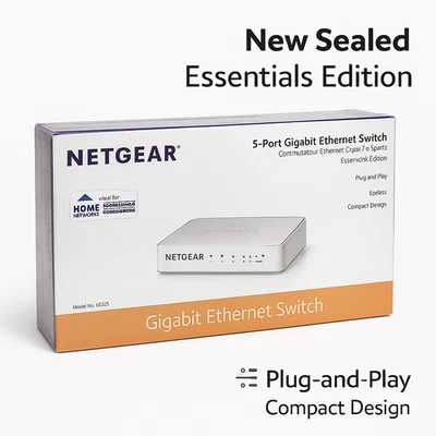 NETGEAR GS205 5‑Port Gigabit Ethernet Switch – New Sealed - FREE SHIPPING - Image 1 of 4