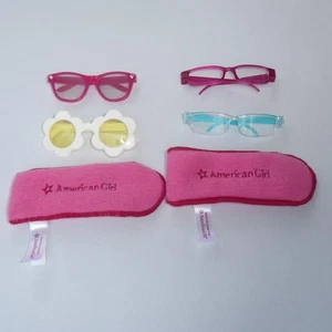 4 AMERICAN GIRL DOLL EYEGLASSES 2 CASES RASPBERRY TURQUOISE WHITE YELLOW LENS - Picture 1 of 13