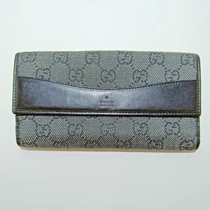 Portafoglio Gucci Originale in Tela GG Grigio e Pelle Nera Elegante Donna Lusso - Foto 1 di 17