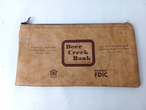 Vintage Deer Creek Bank Kaution Geld Bank Tasche Reißverschluss 10" x 6" Deerfield Beach - Bild 1 von 6