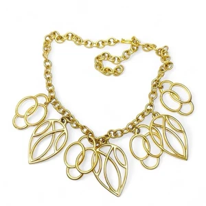 Vintage Monet signiert geometrisch große Bettelkette Halsband Halskette goldfarben - Bild 1 von 3