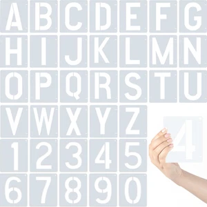 36 Stück 4 Zoll Buchstaben und Zahlen Schablonen Set: Wiederverwendbare Kunststoffschablonen - Bild 1 von 12