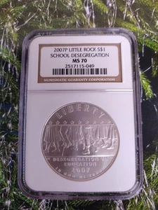 2007 P Little Rock S $1 One Dollar Silver Coin School Desegregation MS 70 NGC - Picture 1 of 5