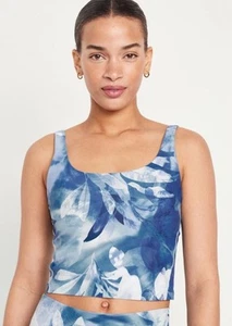 Reggiseno sportivo donna Old Navy supporto leggero PowerSoft Longline blu attivo grande - Foto 1 di 3
