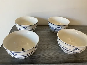 Tienshan Bowl Set Of Four Stone Ware Blue And White - Picture 1 of 4