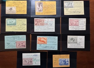 LOT Of 11 US Duck Stamps on License, See Description - FREE Shipping - Picture 1 of 24