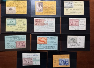 LOT Of 11 US Duck Stamps on License, See Description - FREE Shipping - Image 1 of 4