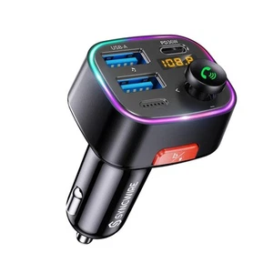 Syncwire Bluetooth 5.4 Transmetteur FM Adaptateur Voiture 48W (PD 36W & 12W) [Lumière S... - Photo 1/8