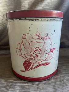 Vintage Metallkanister rot & weiß Mohnblume  - Bild 1 von 11