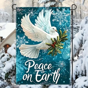 FRIEDEN auf EArth Weihnachten Motto Flagge 12x18 Zoll vertikal Sackleinen - Bild 1 von 3