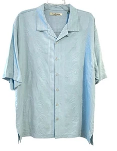 Tommy Bahama Men's XL Silk Ocean Blue Short Sleeve Casual Camp Shirt Tropical - Picture 1 of 9