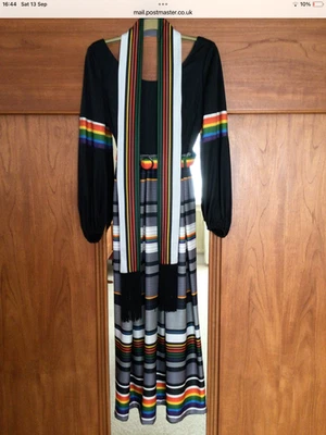 Vintage BERKERTEX DRESS UK 12 multicoloured striped maxi long sleeved 70s. - Image 1 of 4