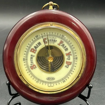 Barómetro de pared de latón de madera Stellar Alemania vintage medidor de clima decoración del hogar Foto 1 de 4