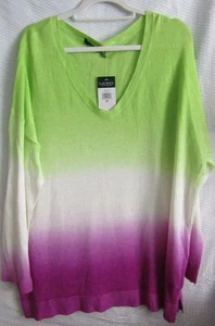 Neu mit Etikett $ 108 Lauren Ralph Lauren Damenpullover mehrfarbig V-Ausschnitt 3X leicht - Bild 1 von 4