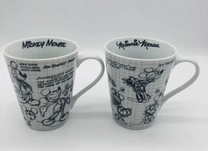 Disney Mickey & Minnie Mouse Sketch Book Jerry Leigh Coffee Cups Lot 2 Mugs - Picture 1 of 12