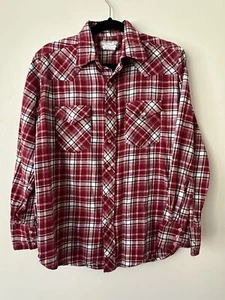 Wrangler Western Pearl Snap Flannel Women’s Large Button-Down Cowgirl Red - Picture 1 of 12