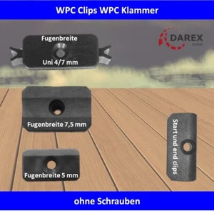 WPC Clips 5/7/7,5mm Fugenbreite Abstandhalter Terrassendielen +20Endclips GRATIS - Bild 1 von 20