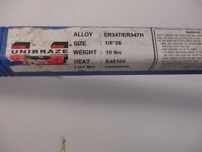 UNIBRAZE ER347/ER347H, 1/8 X 36" A NIOBIO ACERO INOXIDABLE ESTABILIZADO. 10 lb  Foto 1 de 2