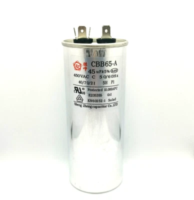 CBB65-A 45uF 450VAC 50/60Hz Aire Acondicionado Aparato Motor Funcionamiento Condensador de Arranque Foto 1 de 4