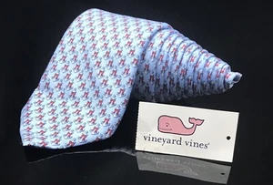 Vineyard Vines Anchor Red Ribbon Blue White 100% Silk Tie - Picture 1 of 5