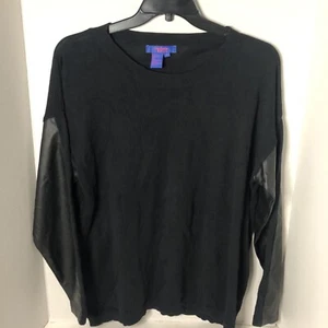 Suéter Twiggy London para mujer talla XL negro cuello redondo mangas de cuero sintético - Imagen 1 de 8