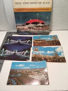 NEW YORK WORLD'S FAIR POST CARDS & TRIUMPH OF MAN RECORD Lot Collection Vintage - Picture 1 of 6