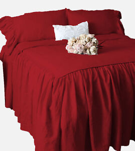 Dust Ruffle Bed Skirt & Pillow Shams Set 30" drop Egyptian Cotton ALL SIZE COLOR